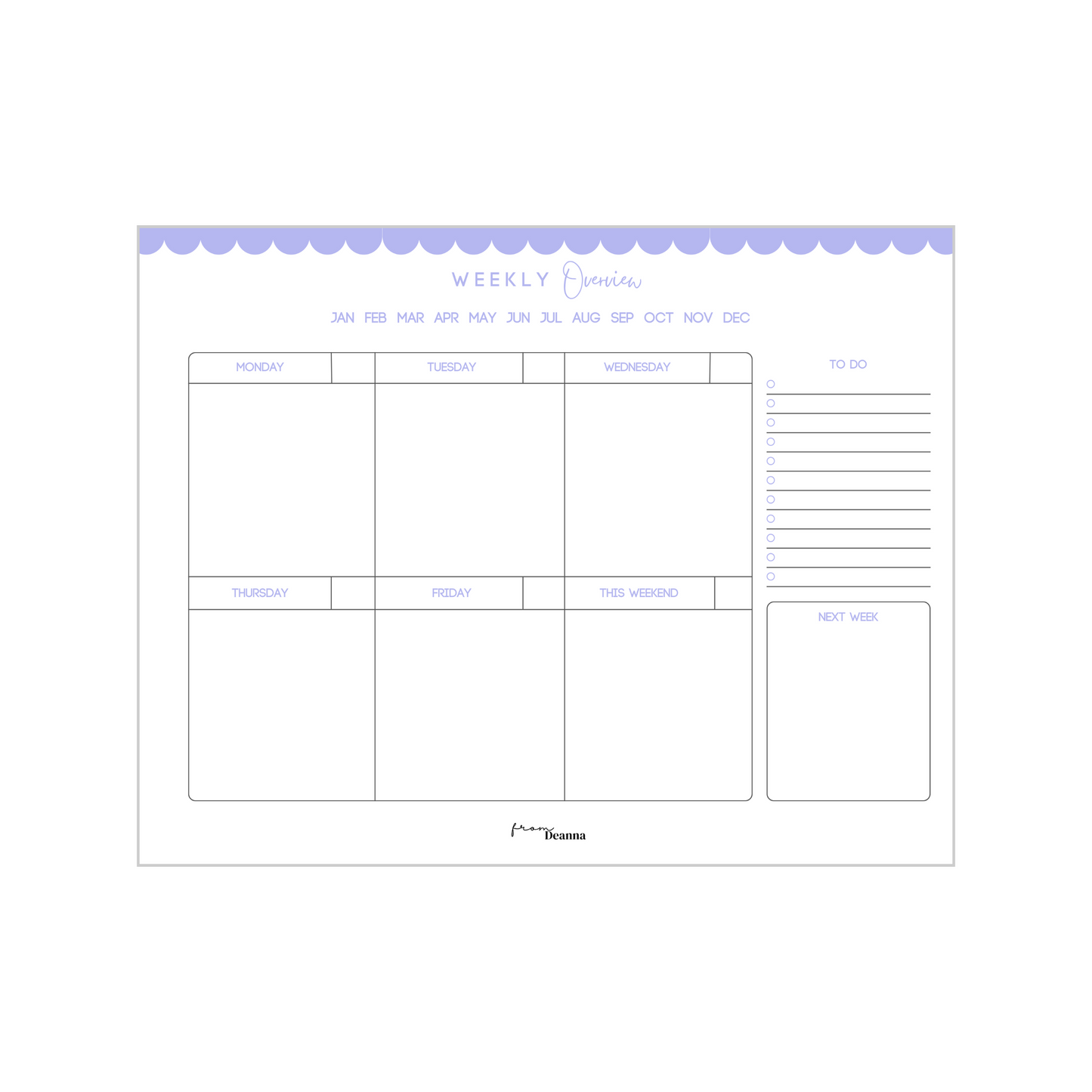 Weekly Overview Notepad
