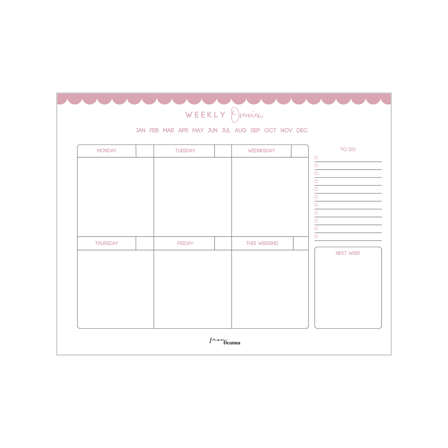 Weekly Overview Notepad