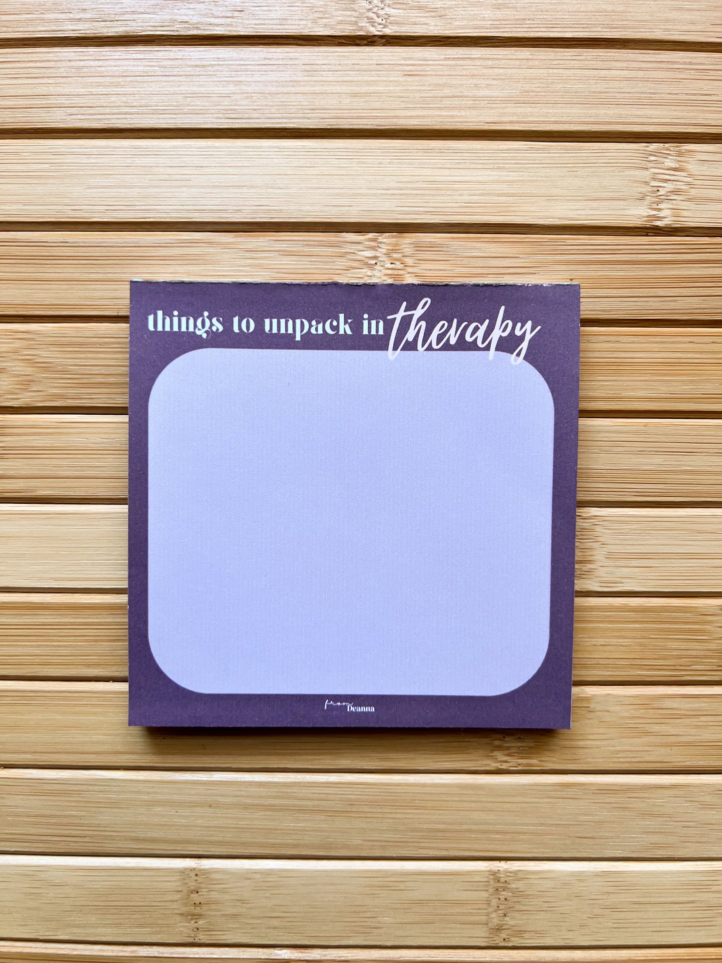 “Things to Unpack in Therapy” Notepad