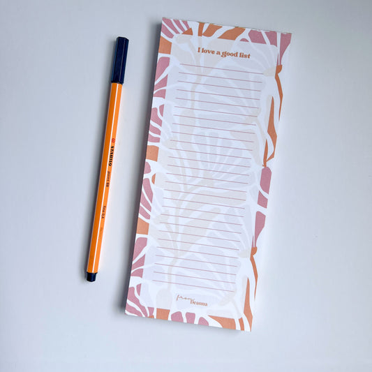 I Love a Good List Skinny Notepad - Sunset Blossoms