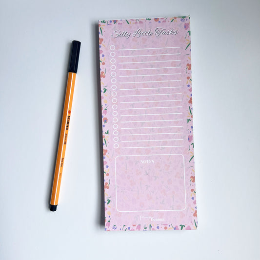 Silly Little Tasks Skinny Notepad - Playful Bloom