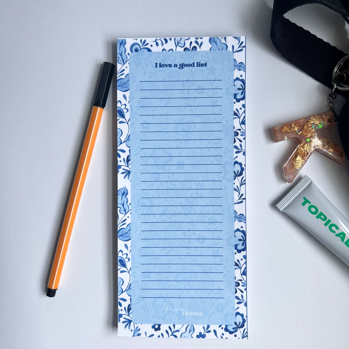 I Love a Good List Skinny Notepad - Indigo Bloom